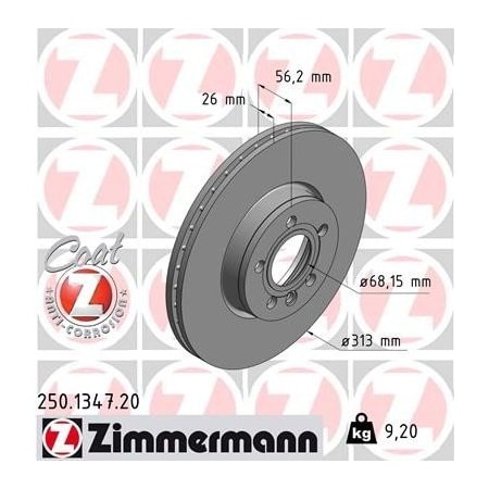 Zimmermann Brake Disc - Standard/Coated, 250134720 250134720